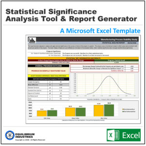 Statistical Significance Analysis Tool and Report Generator — Excel template screenshot showing matched pairs t-test report output